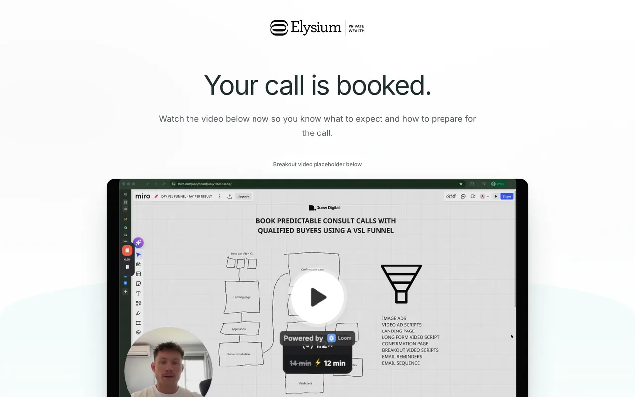 Confirmation page preview